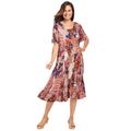 Plus Size Women's Short Pullover Crinkle Dress by Woman Within in Ivory Patchwork Floral (Size 36 W)