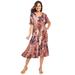 Plus Size Women's Short Pullover Crinkle Dress by Woman Within in Ivory Patchwork Floral (Size 34 W)