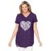 Plus Size Women's Marled V-Neck Tunic by Woman Within in Radiant Purple Heart Placement (Size 38/40)