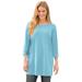 Plus Size Women's Perfect Three-Quarter-Sleeve Scoopneck Tunic by Woman Within in Seamist Blue (Size 5X)