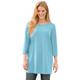 Plus Size Women's Perfect Three-Quarter-Sleeve Scoopneck Tunic by Woman Within in Seamist Blue (Size 5X)
