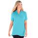 Plus Size Women's Perfect Short-Sleeve Polo Shirt by Woman Within in Seamist Blue (Size 6X)