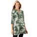 Plus Size Women's 7-Day Three-Quarter Sleeve Notch-Neck Tunic by Woman Within in Pine Pretty Tie Dye (Size L)