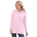 Plus Size Women's Long-Sleeve Polo Shirt by Woman Within in Pink (Size 2X)