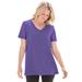 Plus Size Women's Perfect Short-Sleeve V-Neck Tee by Woman Within in Petal Purple (Size 2X) Shirt