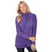 Plus Size Women's Perfect Printed Long-Sleeve Mockneck Tee by Woman Within in Petal Purple Floral Paisley (Size 5X) Shirt