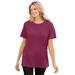 Plus Size Women's Thermal Short-Sleeve Satin-Trim Tee by Woman Within in Deep Claret (Size 6X) Shirt