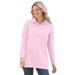 Plus Size Women's Long-Sleeve Polo Shirt by Woman Within in Pink (Size 5X)
