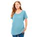 Plus Size Women's Perfect Short-Sleeve Scoopneck Tee by Woman Within in Seamist Blue (Size M) Shirt