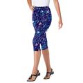 Plus Size Women's Stretch Cotton Printed Capri Legging by Woman Within in Navy Multi Florals (Size 1X)