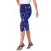 Plus Size Women's Stretch Cotton Printed Capri Legging by Woman Within in Navy Multi Florals (Size S)