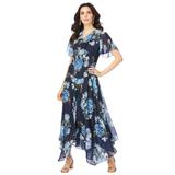 Plus Size Women's Floral Sequin Dress by Roaman's in Navy Embellished Print (Size 36 W)