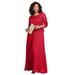 Plus Size Women's Lace Popover Dress by Roaman's in Classic Red (Size 14 W)