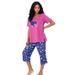 Plus Size Women's 2-Piece Capri PJ Set by Dreams & Co. in Ultra Blue Bubbles (Size 4X) Pajamas