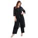 Plus Size Women's Three-Piece Lace Duster & Pant Suit by Roaman's in Black (Size 24 W)