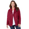 Plus Size Women's Faux Leather Moto Jacket by Catherines in Rich Burgundy (Size 2X)