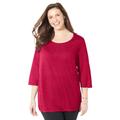 Plus Size Women's Active Slub Scoopneck Tee by Catherines in Red (Size 1X)