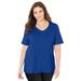 Plus Size Women's Suprema® Crochet V-Neck Tee by Catherines in Dark Sapphire (Size 4X)