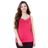 Plus Size Women's Suprema® Cami With Lace by Catherines in Pink Burst (Size 5X)