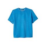 Men's Big & Tall Short-Sleeve Fleece Sweatshirt by KingSize in Bright Blue (Size 5XL)
