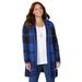 Plus Size Women's Country Village Sweater Cardigan by Catherines in Dark Sapphire Black Buffalo Plaid (Size 0X)