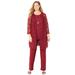 Plus Size Women's Luxe Lace 3-Piece Pant Set by Catherines in Wine (Size 22 W)