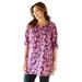 Plus Size Women's UPTOWN TUNIC BLOUSE by Catherines in Berry Pink Painterly Paisley (Size 3X)