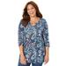 Plus Size Women's Seasonless Swing Tunic by Catherines in Navy Paisley (Size 4X)