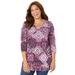 Plus Size Women's Seasonless Swing Tunic by Catherines in Berry Pink Medallion (Size 5X)