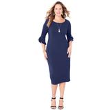 Plus Size Women's Ruffle Sleeve Shift Dress by Catherines in Mariner Navy (Size 1XWP)