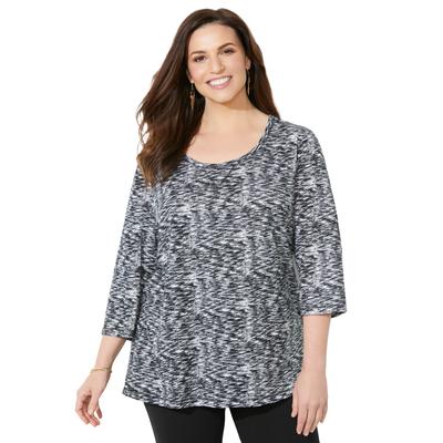 Plus Size Women's Active Slub Scoopneck Tee by Catherines in Black Space Dye (Size 3X)