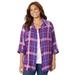 Plus Size Women's Buttonfront Plaid Tunic by Catherines in Berry Pink Plaid (Size 5X)