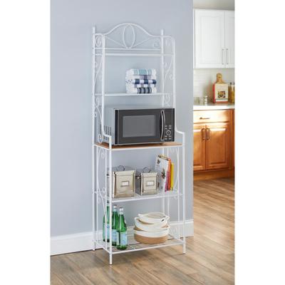 Scroll Baker's Rack by BrylaneHome in White Kitchen Storage Organization