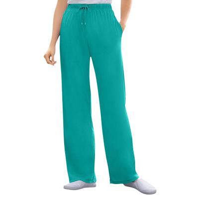 Plus Size Women's Sport Knit Straight Leg Pant by Woman Within in Waterfall (Size M)