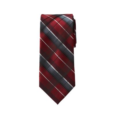 Men's Big & Tall Extra Long Classic Plaid Tie by KS Signature in Rich Burgundy Plaid Necktie