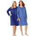 Plus Size Women's 2-Pack Long-Sleeve Sleepshirt by Dreams & Co. in Evening Blue Pajamas (Size M/L) Nightgown