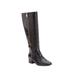 Wide Width Women's The Emerald Wide Calf Boot by Comfortview in Black Croco (Size 7 1/2 W)