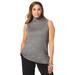 Plus Size Women's Cotton Cashmere Sleeveless Turtleneck Shell by Jessica London in Heather Charcoal (Size 12) Cashmere Blend Sweater