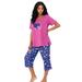 Plus Size Women's 2-Piece Capri PJ Set by Dreams & Co. in Ultra Blue Bubbles (Size 3X) Pajamas