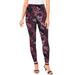 Plus Size Women's Ankle-Length Essential Stretch Legging by Roaman's in Dark Berry Rose Paisley (Size 1X) Activewear Workout Yoga Pants