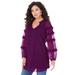 Plus Size Women's Ruffle Blouse by Roaman's in Dark Berry Polka Dots (Size 20 W)