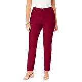 Plus Size Women's Invisible Stretch® Contour Straight-Leg Jean by Denim 24/7 in Rich Burgundy (Size 44 T)