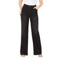 Plus Size Women's Invisible Stretch® Contour Wide-Leg Jean by Denim 24/7 in Black Denim (Size 34 WP)