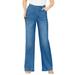 Plus Size Women's Invisible Stretch® Contour Wide-Leg Jean by Denim 24/7 in Medium Wash (Size 36 WP)