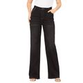 Plus Size Women's Invisible Stretch® Contour Wide-Leg Jean by Denim 24/7 in Black Denim (Size 40 WP)