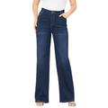 Plus Size Women's Invisible Stretch® Contour Wide-Leg Jean by Denim 24/7 in Dark Wash (Size 32 WP)