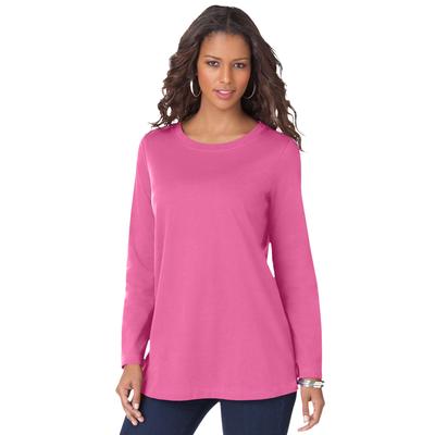 Plus Size Women's Ultimate Long Sleeve Crewneck Tee by Roaman's in Vintage Rose (Size 3X) Shirt