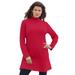 Plus Size Women's Mockneck Ultimate Tunic by Roaman's in Classic Red (Size 1X) 100% Cotton Mock Turtleneck