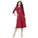 Plus Size Women's Ultrasmooth® Fabric Boatneck Swing Dress by Roaman's in Classic Red (Size 26/28)