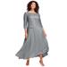 Plus Size Women's Lace Popover Dress by Roaman's in Gunmetal (Size 26 W) Formal Evening